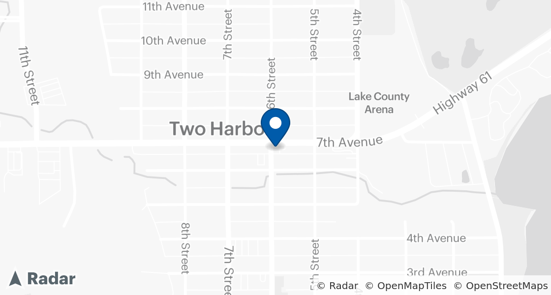 Map of Dairy Queen Location:: 530 7th Ave, Two Harbors, MN, 55616-1452